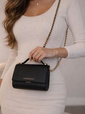 Givenchy Black Leather Mini Crossbody with Gold Chain